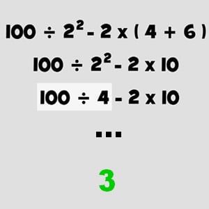 Decide the order of operations and solve the equation