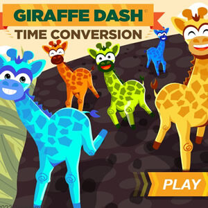 Tell the Time: Giraffe Race math game to play online