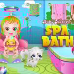 SPA BATH: Baby Hazel in the bathtub