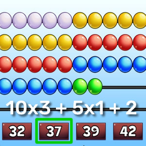 Abacus game for counting balls