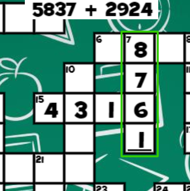 addition crossword puzzle