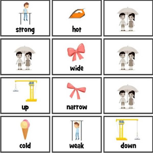opposites memory matching game for kids