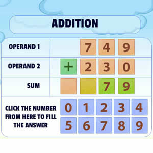 3 digit addition with carry online game