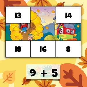 autumn addition math puzzle