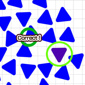 online color difference game with triangles
