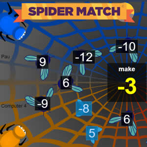 spider match arcademics math game with integers