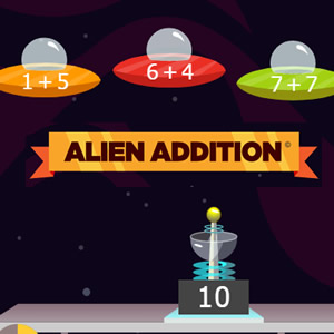 alien addition arcademics game - math space invaders