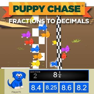 fractionos to decimals puppy chase race game