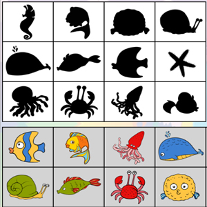 shadow game for kids with marine animals