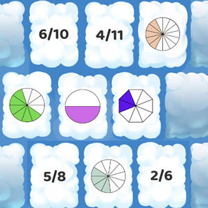 Fractions memory is an educational game to play online and learn math