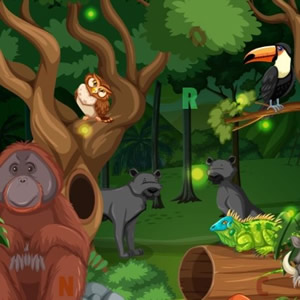 Search for Hidden Letters with Animals attention game for kids